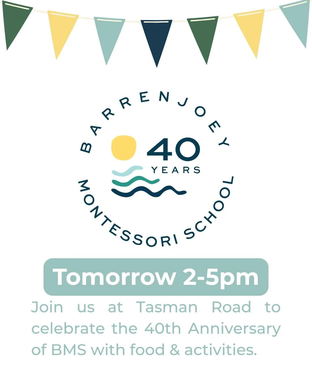 Our BMS 40th Anniversary event is tomorrow!

Gates open at 2pm when families are all welcome to wander through classrooms, explore the historic displays, and reflect on our school&rsquo;s journey until the event finishes at 5pm.

Here's what to expec