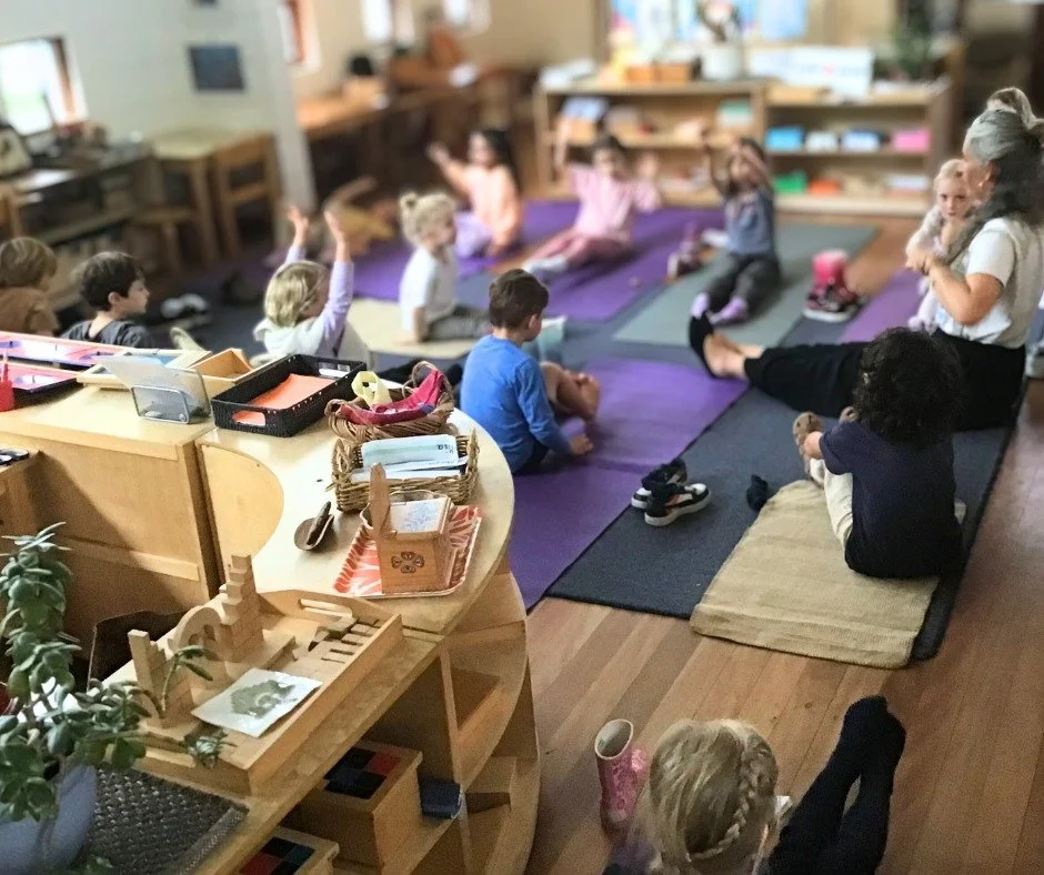 When an impromptu wet weather yoga activity in Kuriwa (3-6 years, Preschool) gets taken into the afternoon's follow up work! 
Sometimes a mindful break with movement helps us get more clarity in our work 🙌.
Our Class Directors always work with the e