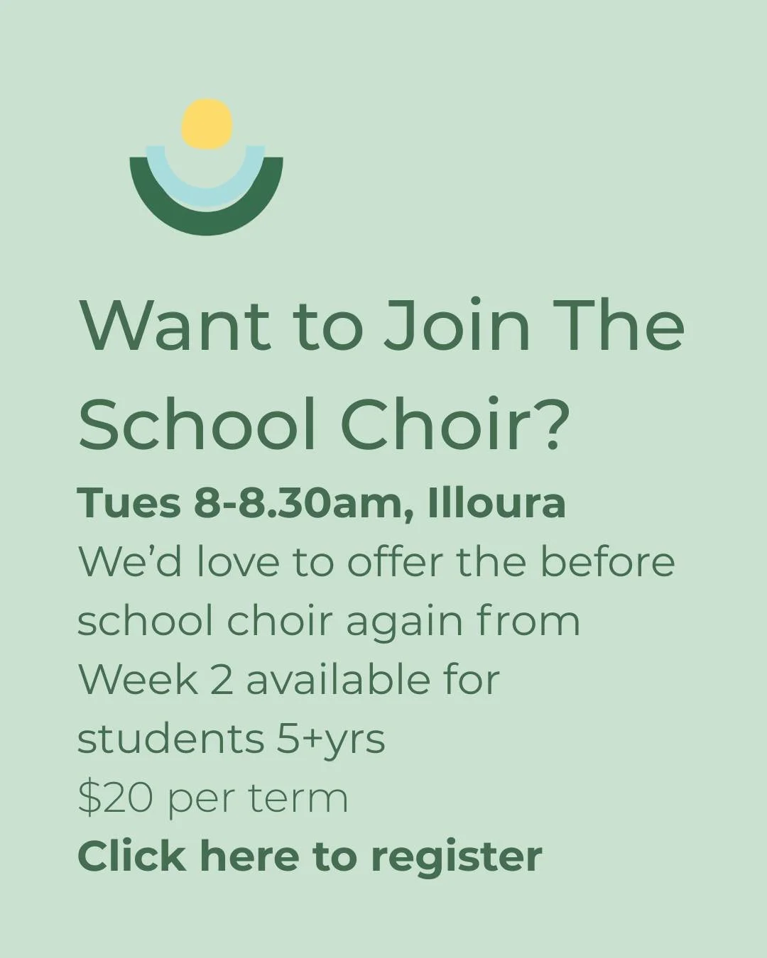 🎤 We are excited to offer our before school choir again
Every Tuesday from Week 2, 8-8.30am in Illoura Classroom.
Children of 5yrs+ can join a multi-age group  for just $20 a term.
Email the office to register your interest: info@bms.nsw.edu.au 

 #