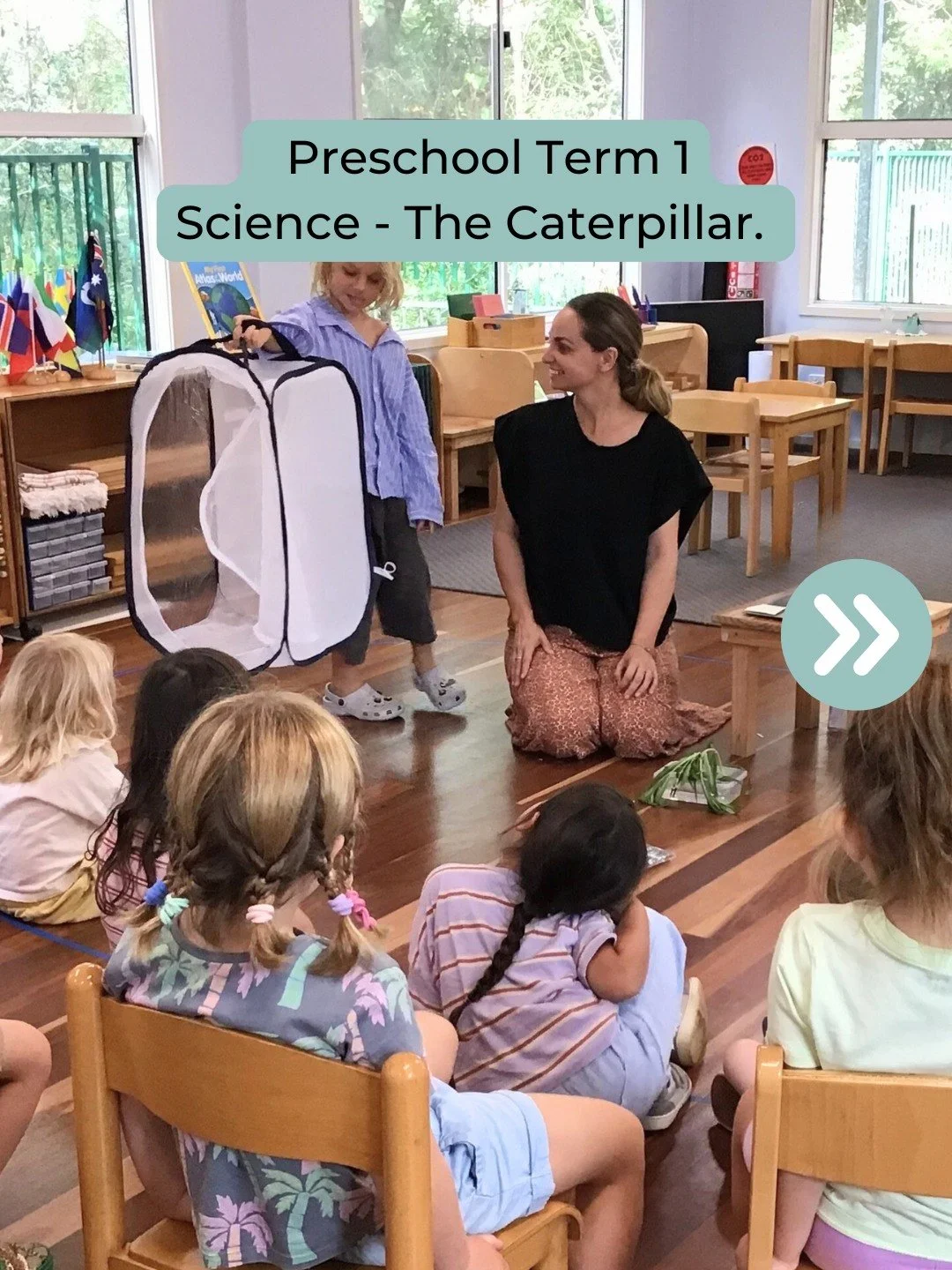 Our Preschool Classes welcomed some new classmates this week with the introduction of caterpillars  to learn about science and the life cycle.
It's been a wonderful hands on, sensorial learning experience so far, as well as a big lesson in patience a