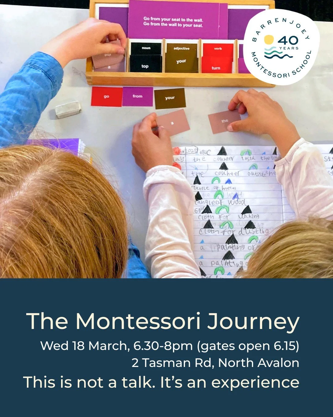 What if your child could SEE learning, TOUCH understanding, and LOVE every day at school?
Join us on Wednesday evening (18 March) for The Montessori Journey &mdash; an immersive evening that takes you inside the Montessori classrooms from ages 3 to 1