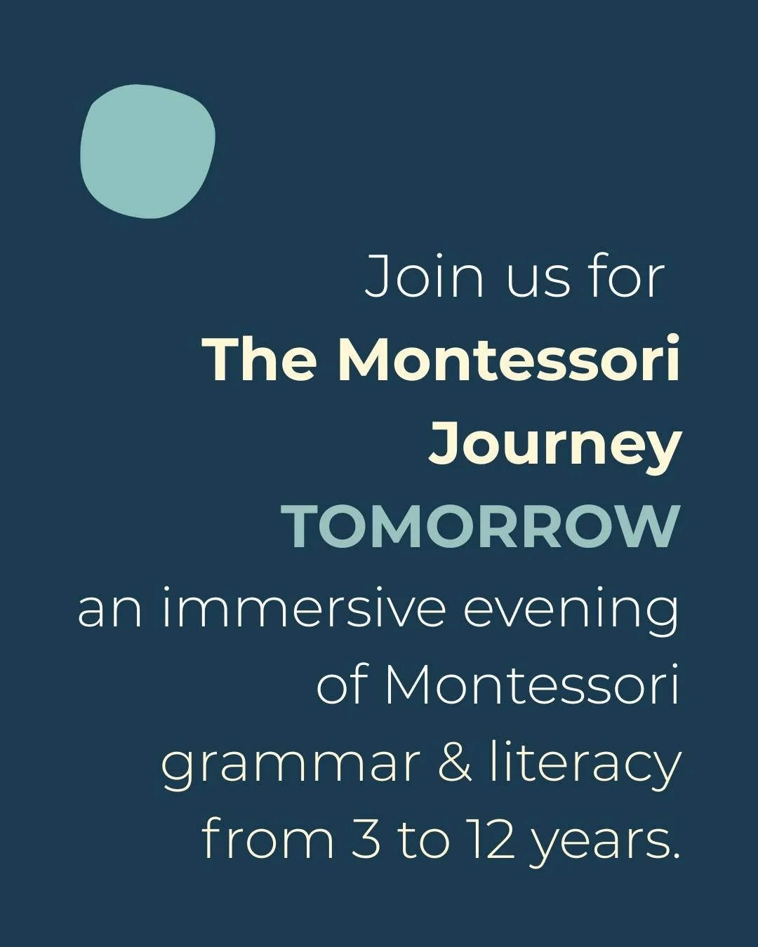 Don't miss this event tomorrow night - Wednesday 18 March, 6.30pm.

Everyone leaves truly mind blown at the thought and detail that goes into how we teach, working with all the senses and learning styles, at an authentic Montessori school. 

Providin