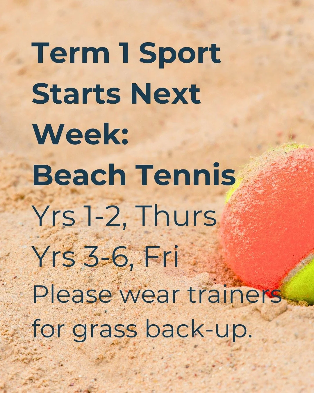 We are excited to include Beach Tennis as our Term 2 sport with @sydneybeachtennisschool, starting Week 2. 

Please remember to send your child to school with suitable sports attire and shoes; the tennis will move to grass if the beach is unsuitable 