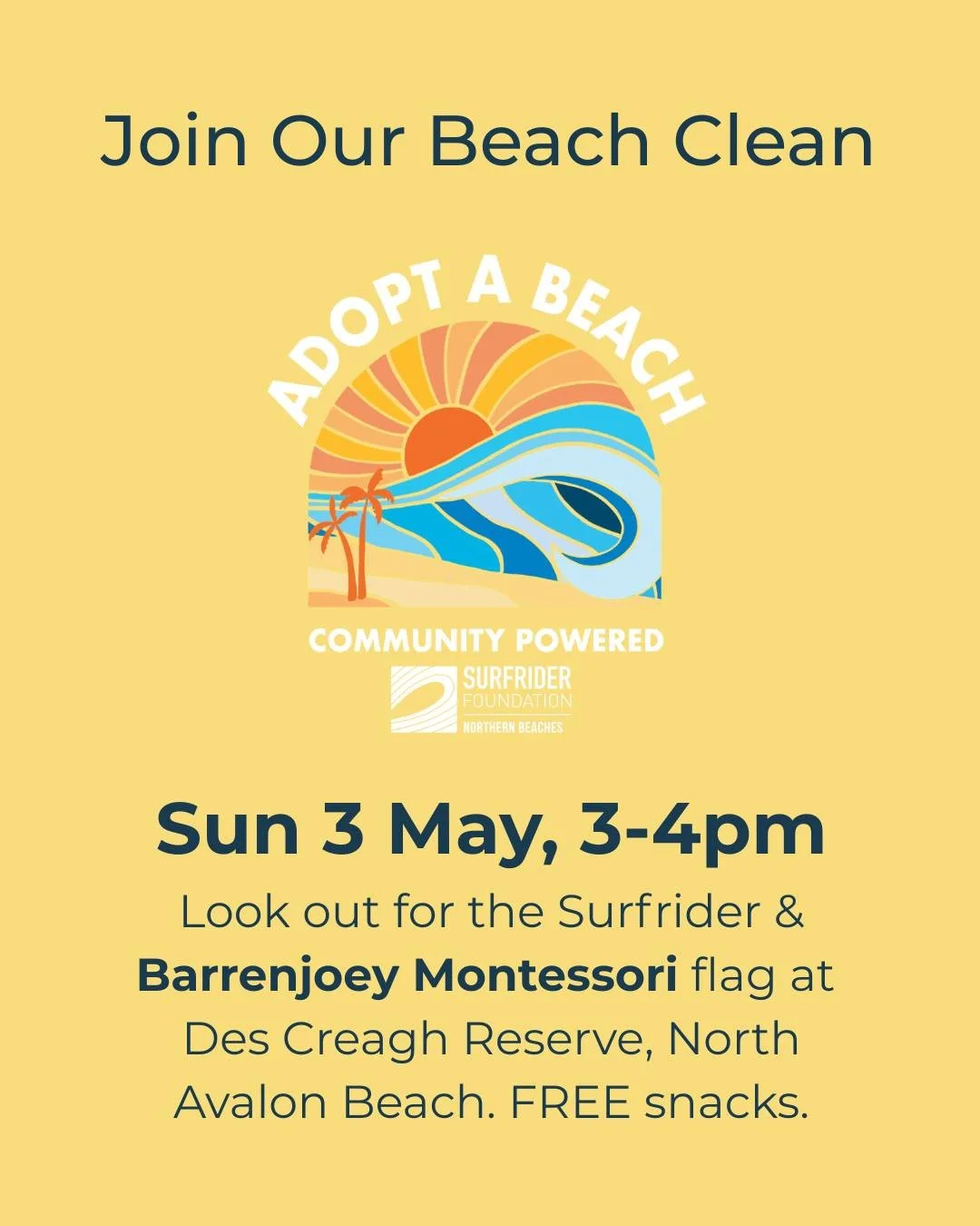 We're back!

After canceling the Easter Sunday event, we are back every first Sunday of the month, 3-4pm for a power hour to keep our beach clean from pollution.

Grab your family and friends, some gardening gloves (children's gloves available), wear