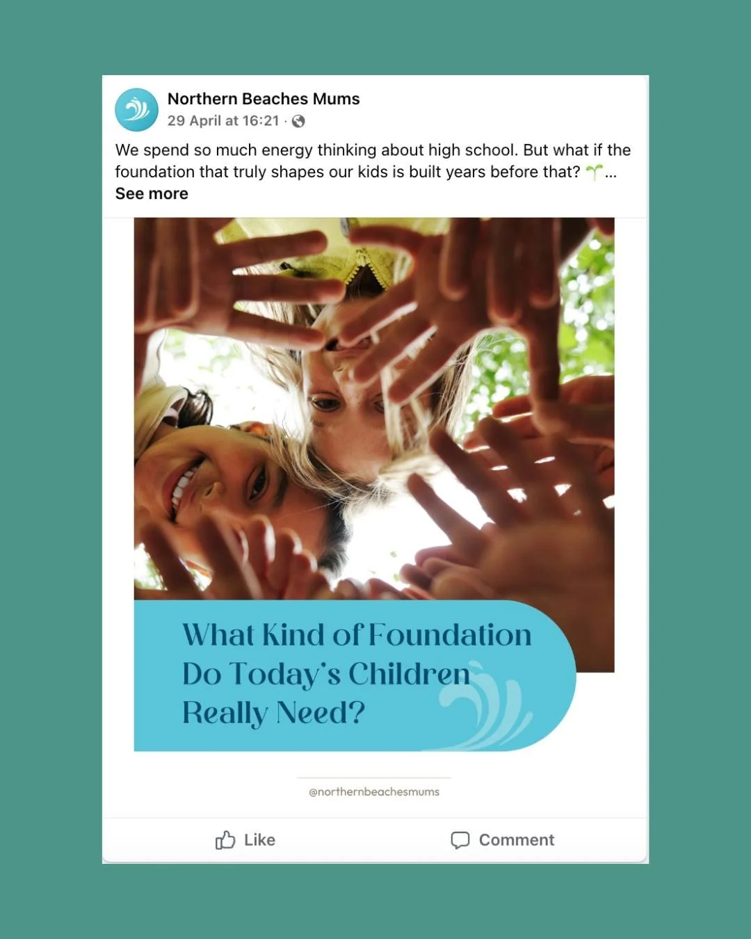 Read and share this great article on @northernbeachesmums , written by Melissa as a reflection from a parent and educator whose youngest is about to join his sibling at High School, leaving the Primary years behind as a family.

Link here:  https://n