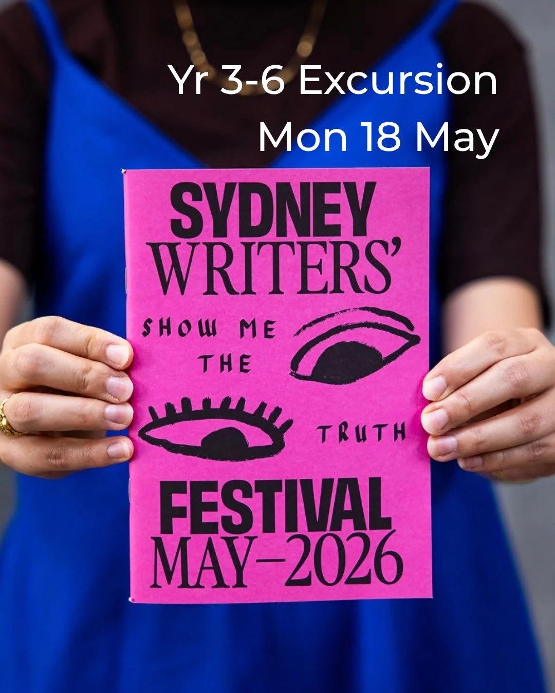 Reminder - Years 3-6 are heading out to the Writers Festival on Monday. 
Please remember to be at school for 8.20am to leave promptly at 8.30, bring your water bottle, snacks and lunch in your bag and some money to purchase a book if you wish.
@sydwr