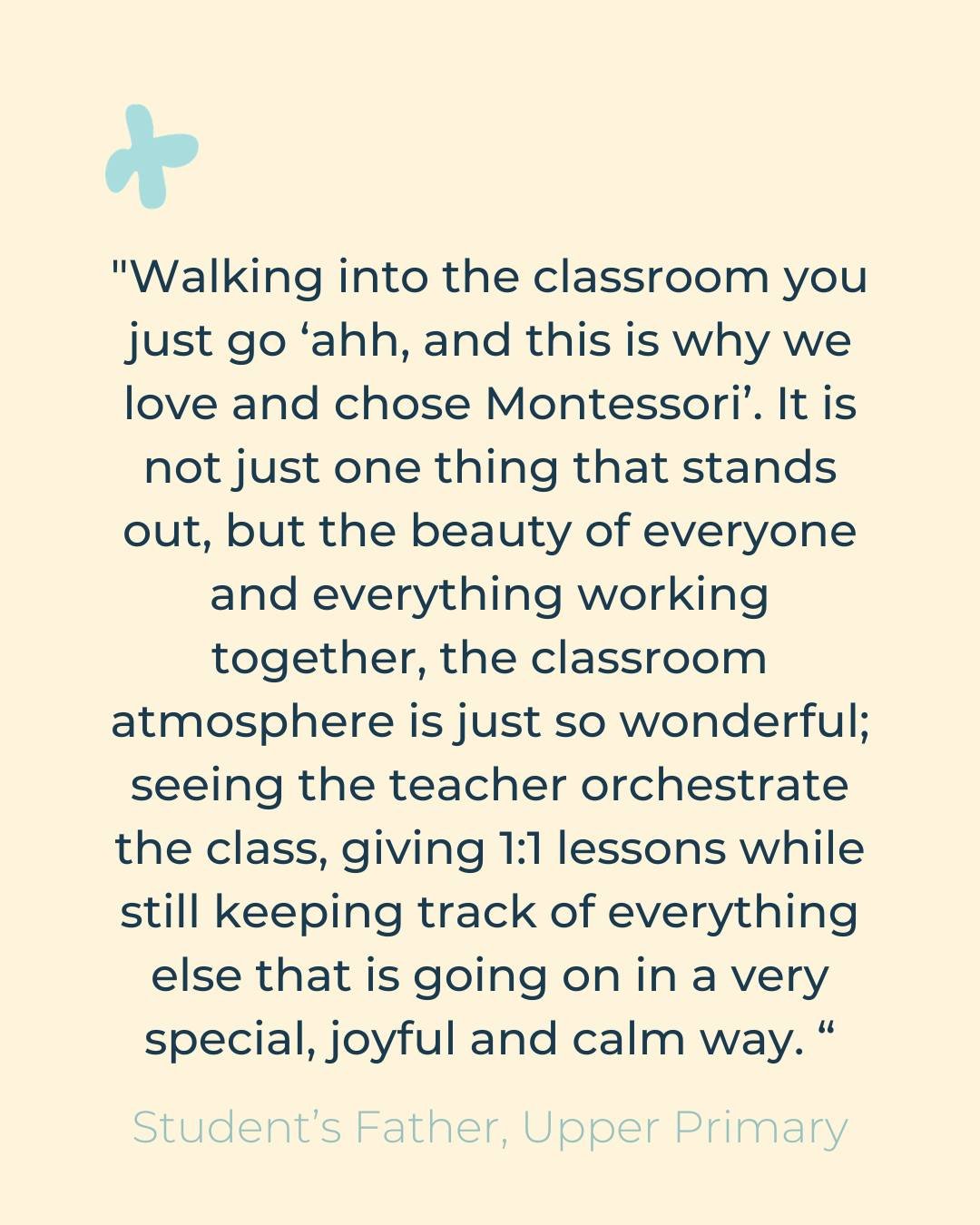 It's always heart warming to receive parent's reflections after a class observation, especially those that have grown with us from Preschool through to the final years in Upper Primary. 

Each multi-age classroom  has a different atmosphere related t