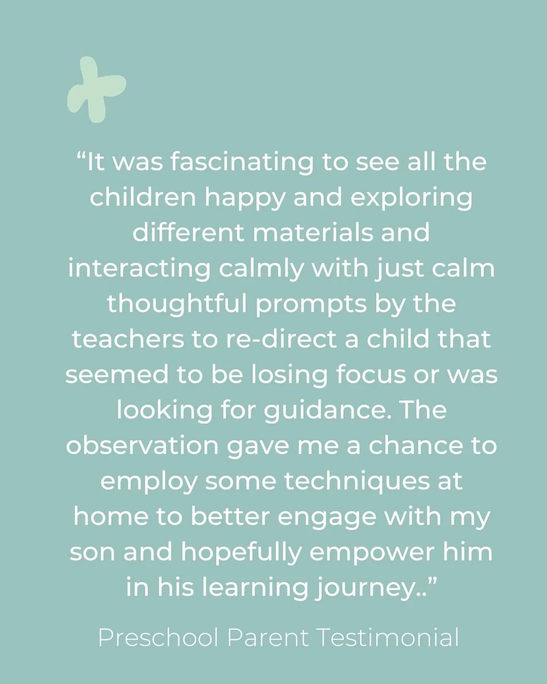 A lovely reflection from a Preschool parent observing her child's class for the first time last week. 

We encourage all parents/carers to join us for a class observation, at each stage of their child's journey.  Not only do they see the distinct dif