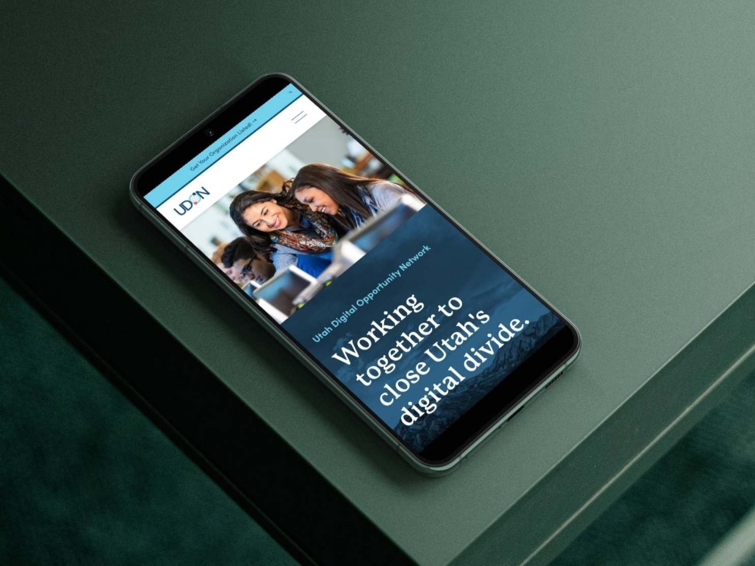 Utah Digital Opportunity Opportunity website on mobile phone screen
