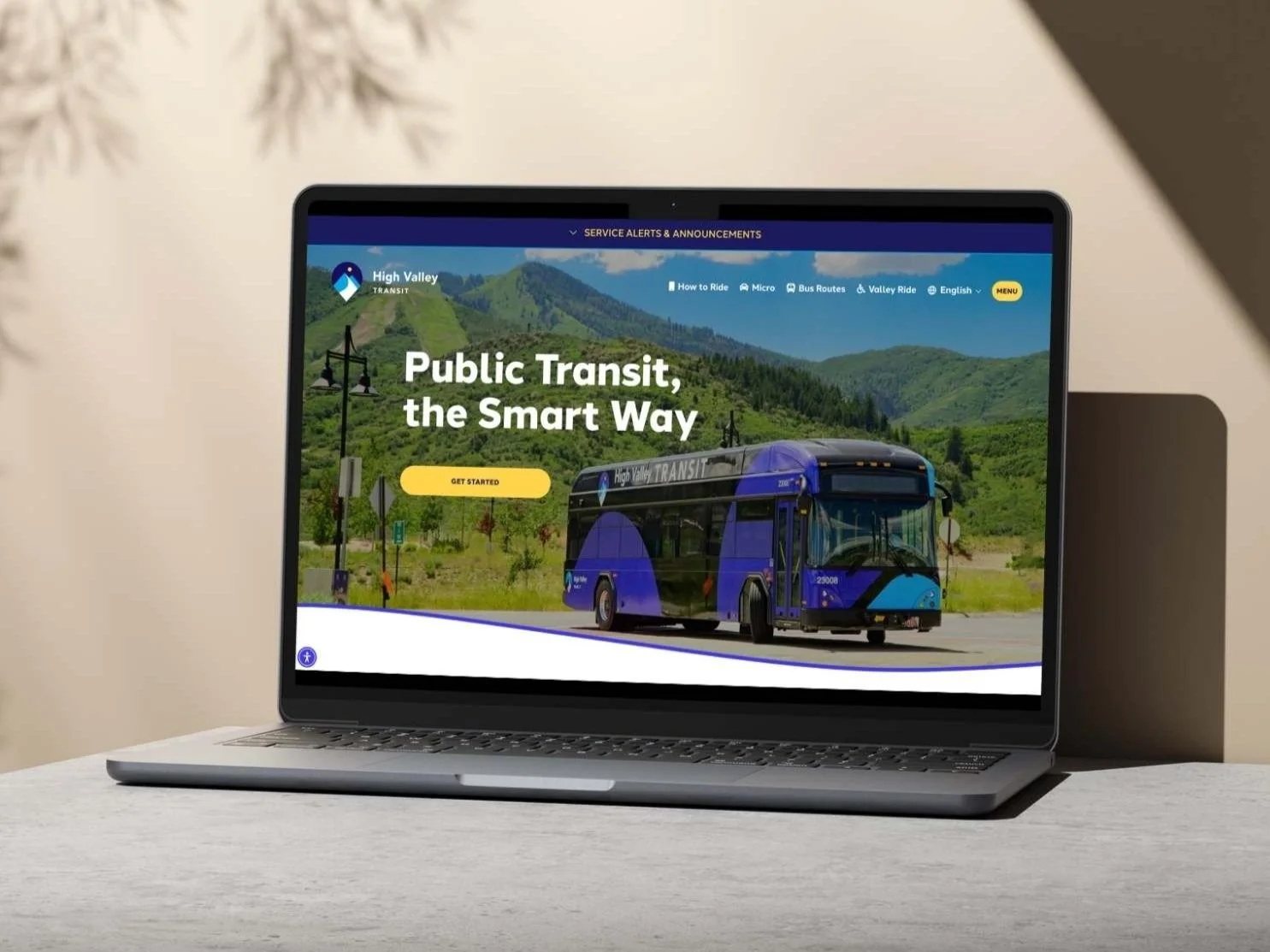 High Valley Transit Website on Laptop screen