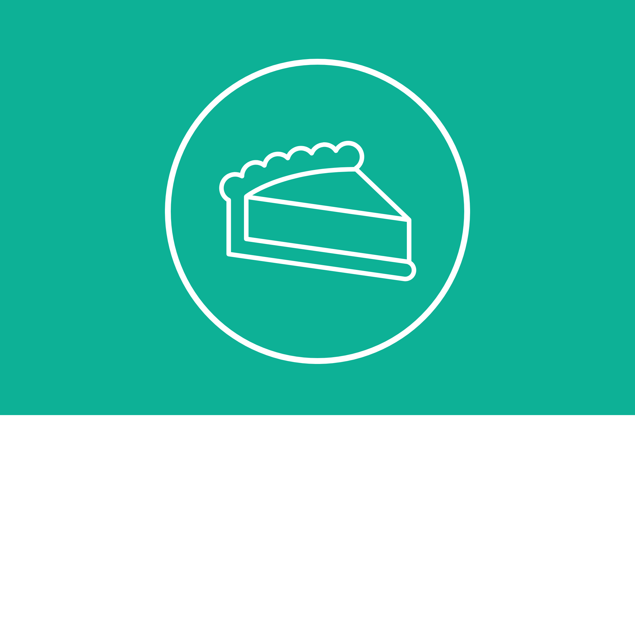 Icon of a pie slice in a circle on a teal background