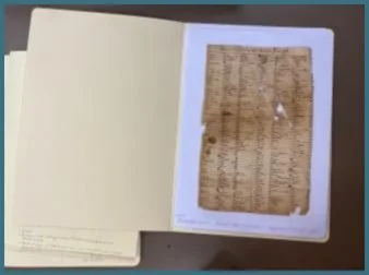 Roughly 1 in 6 sheets contain a high density of information. Here, a page with highly dense information is shown as it is foldered with information details.