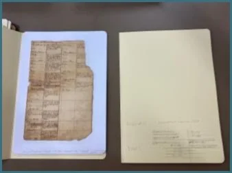 Foldering with information details. Bond paper subfolder with pagination.