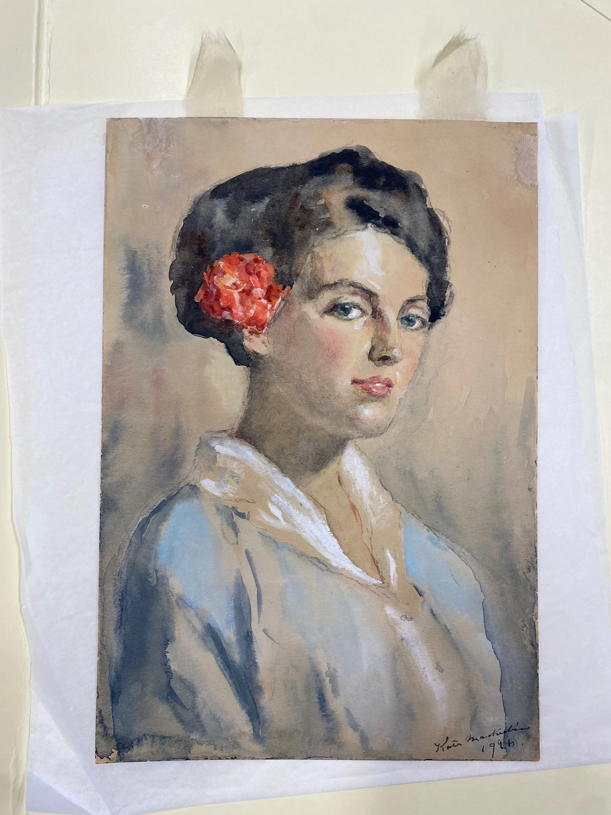 Three Watercolor Portraits, Color Inserts & Triple Window Matting for Exhibit Prep (March 2024)