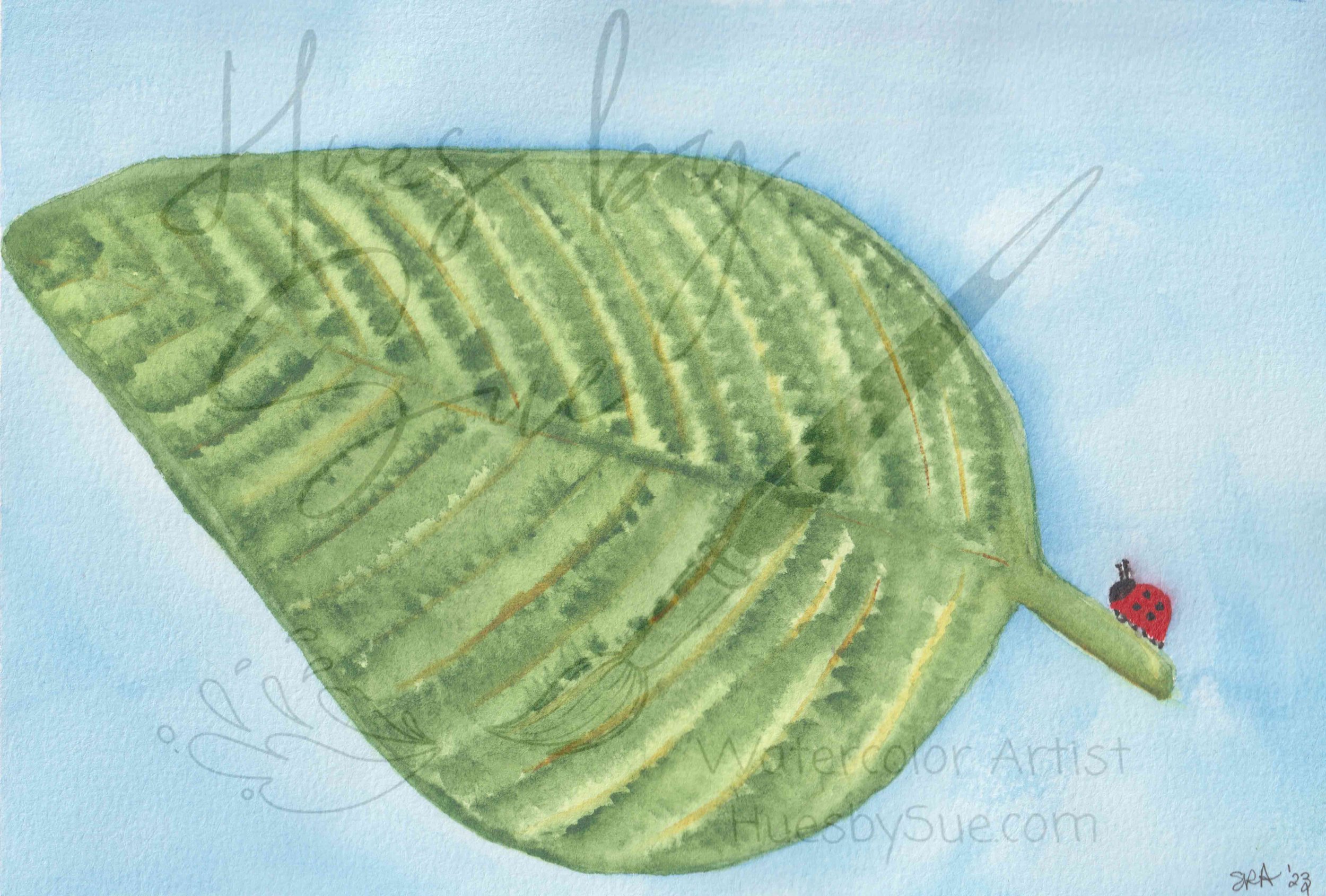 Leaf & Ladybug - Size: 4" x 3"