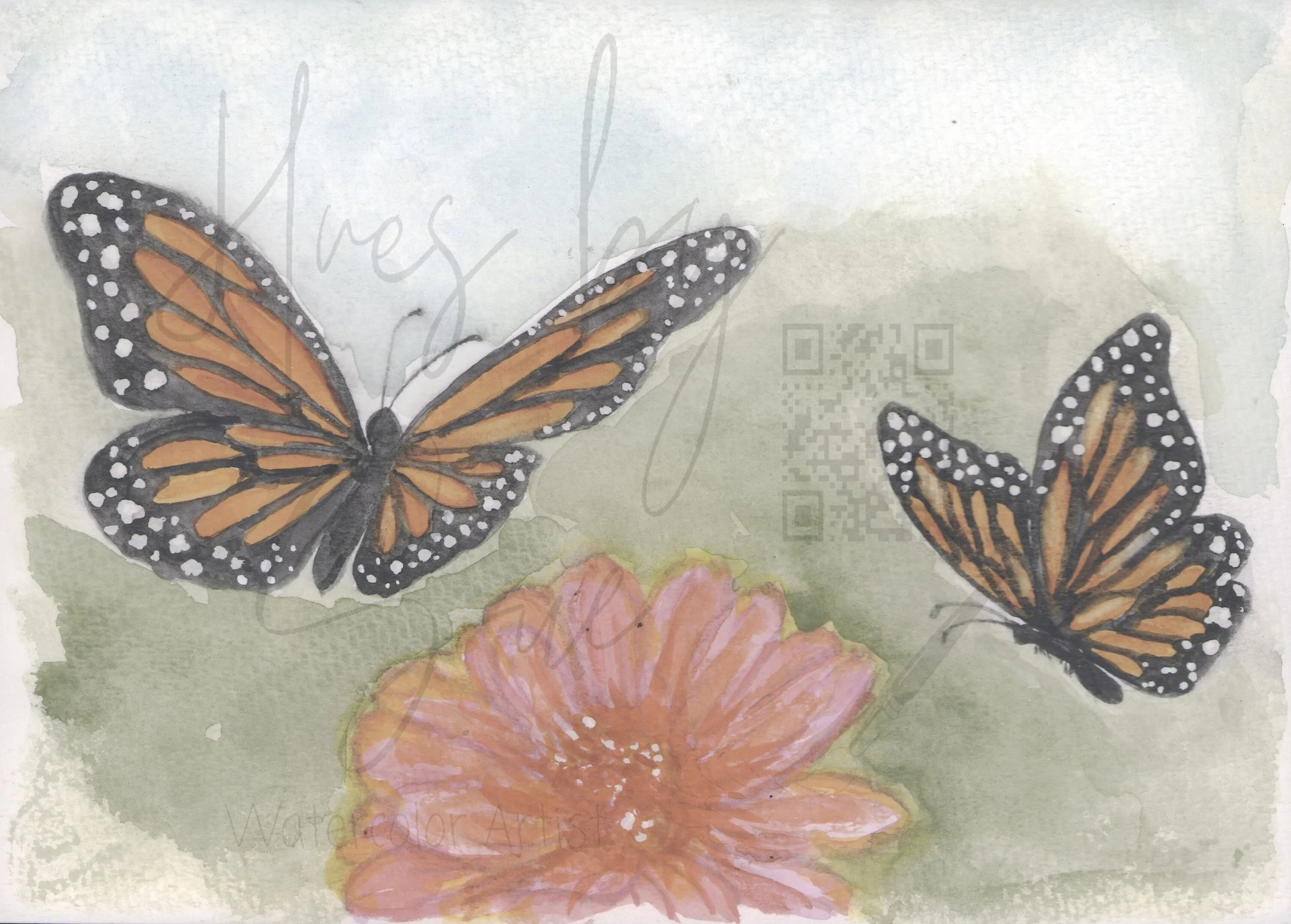 Dancing Monarchs Watercolor