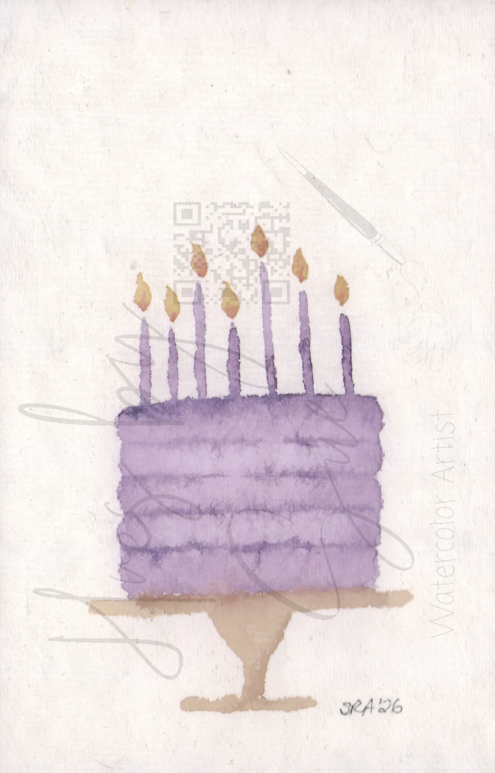 Purple Birthday Cake Greeting Card