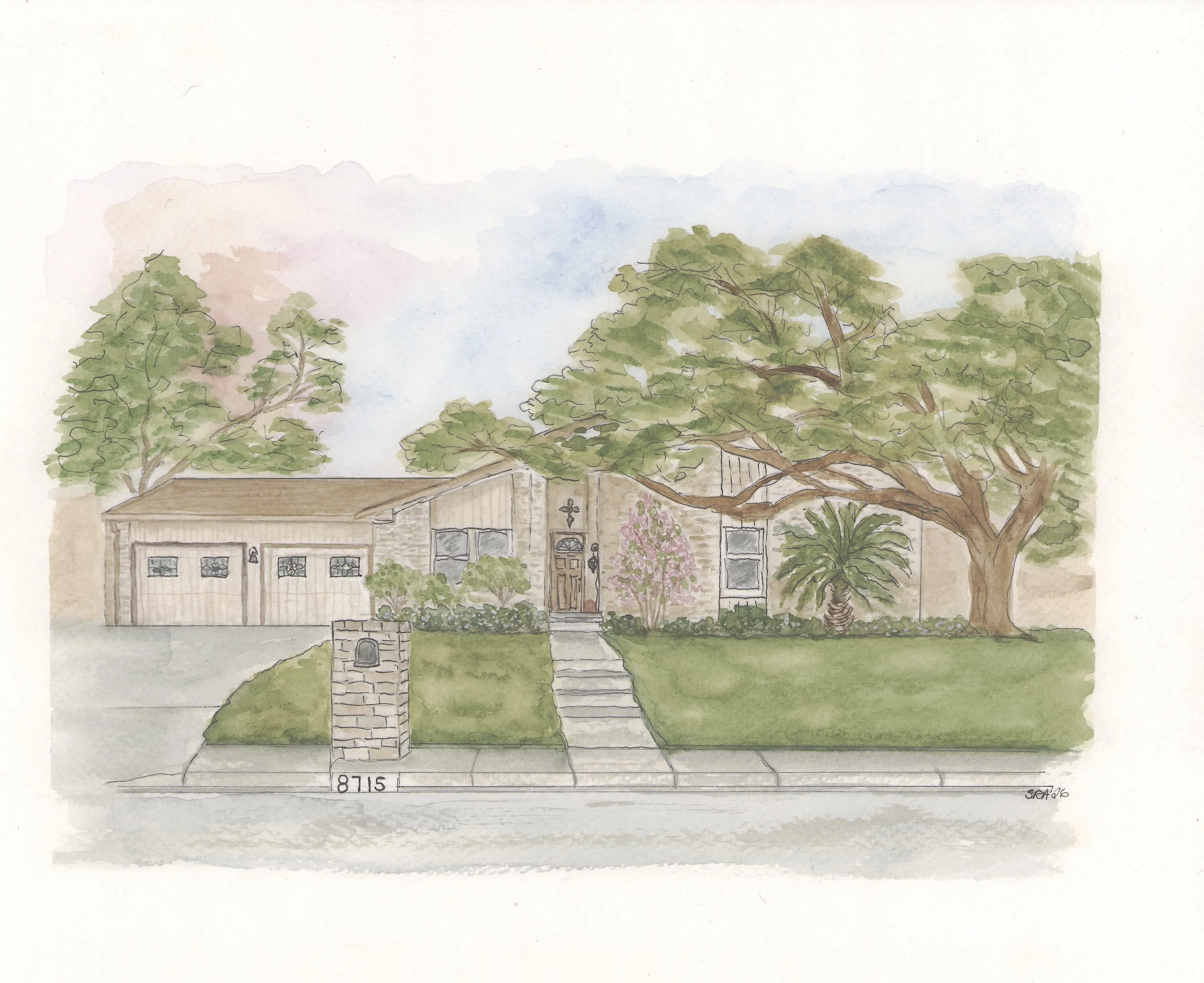 Custom Watercolor Home Portrait