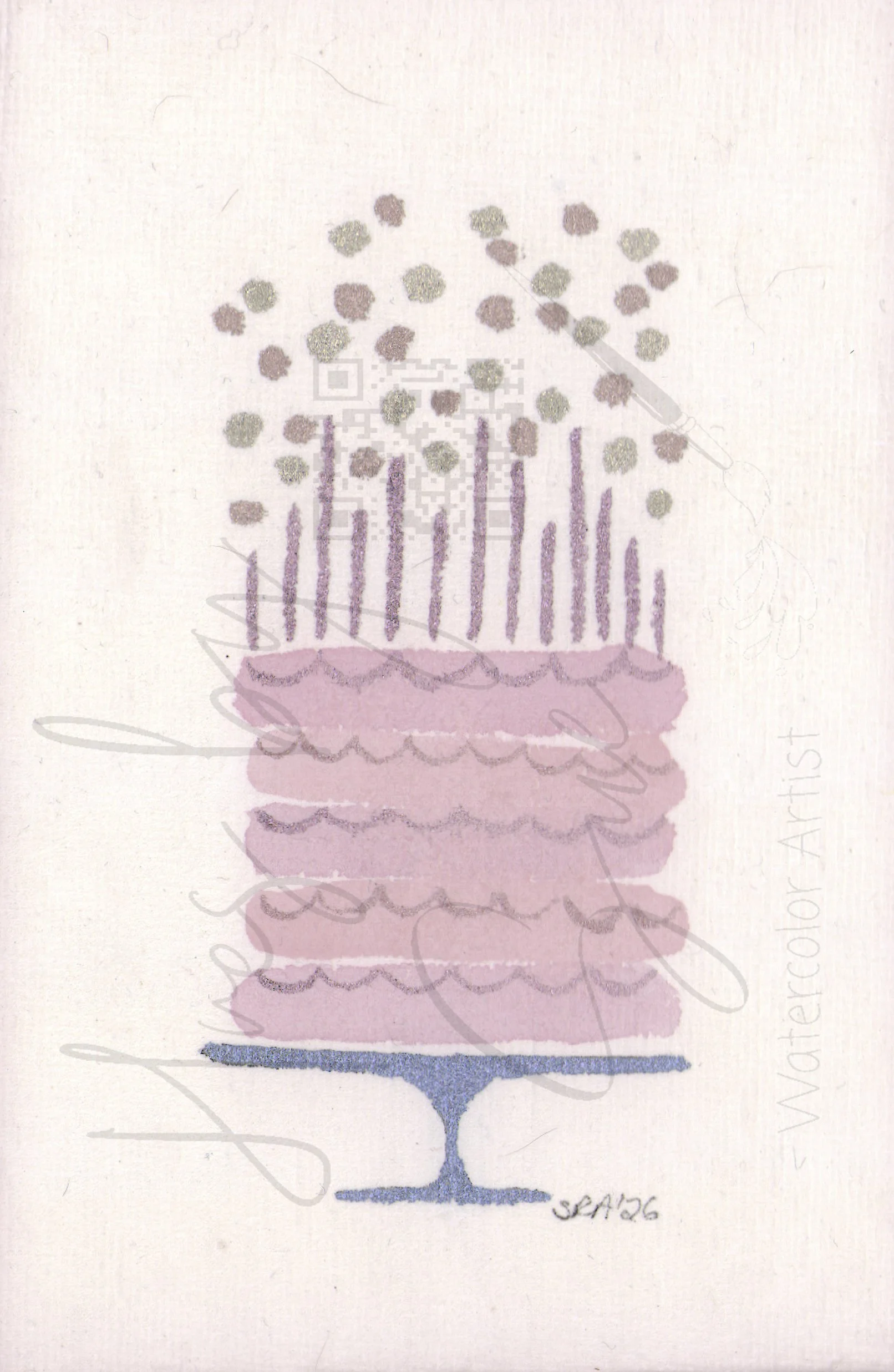 Pink Celebration Cake Art Print - 5x7"