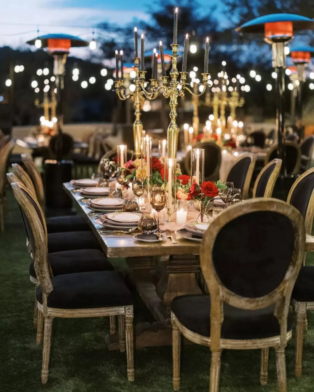 Bold. Moody. Unapologetically romantic.

This reception was made for golden light, unforgettable toasts, and a touch of velvet magic. 🕯️✨
.
Planning &amp; Design: @signatureeventsaz
Florist: @luxflorist
Photographer: @elysehallphotography
Videograph