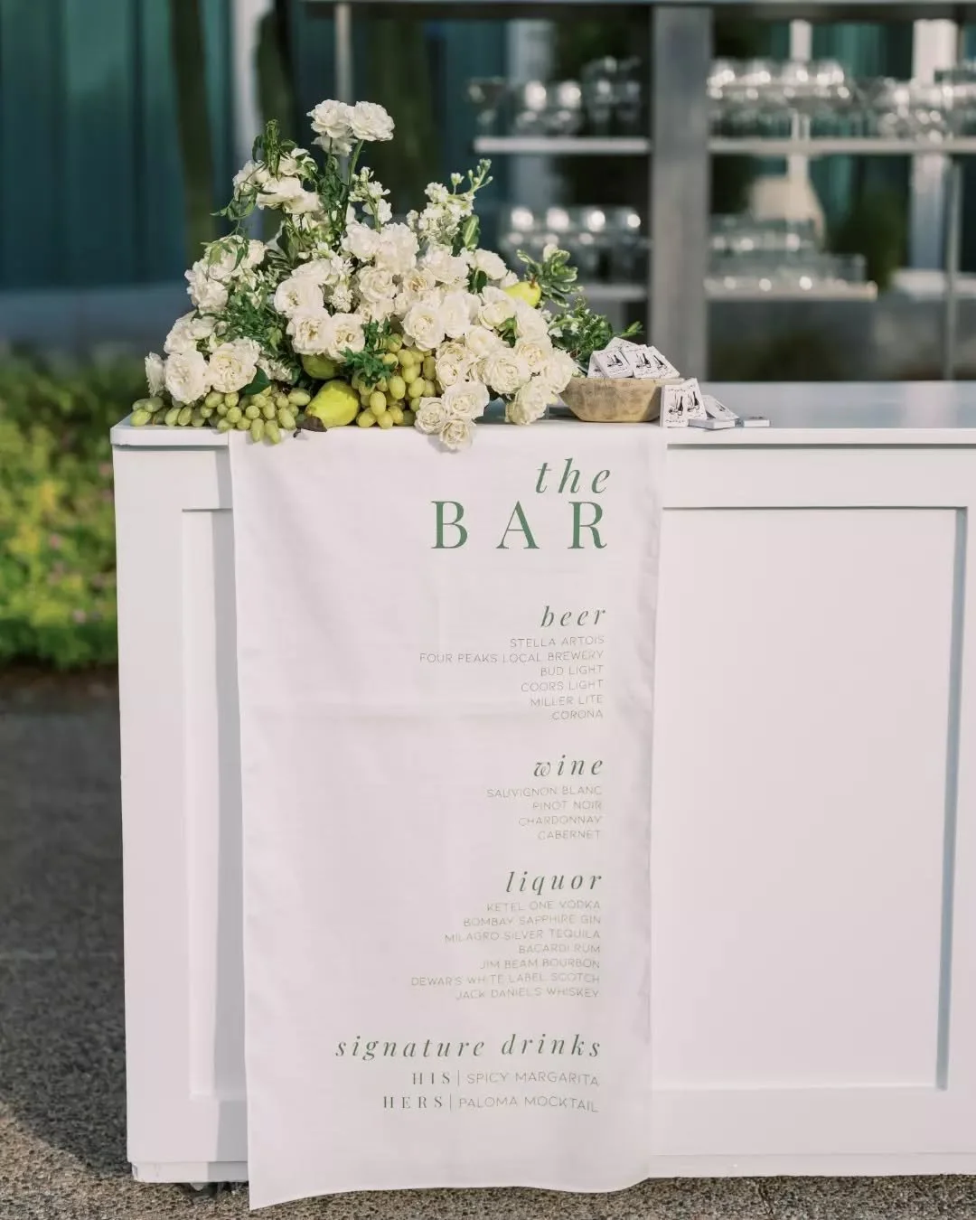 The bar isn't just for drinks&mdash;it's a curated style statement 🤍

Meet the Sarrah Panel Bar: a clean, classic white canvas designed to seamlessly elevate any event, from sophisticated weddings to sleek corporate functions. Notice the refined pan