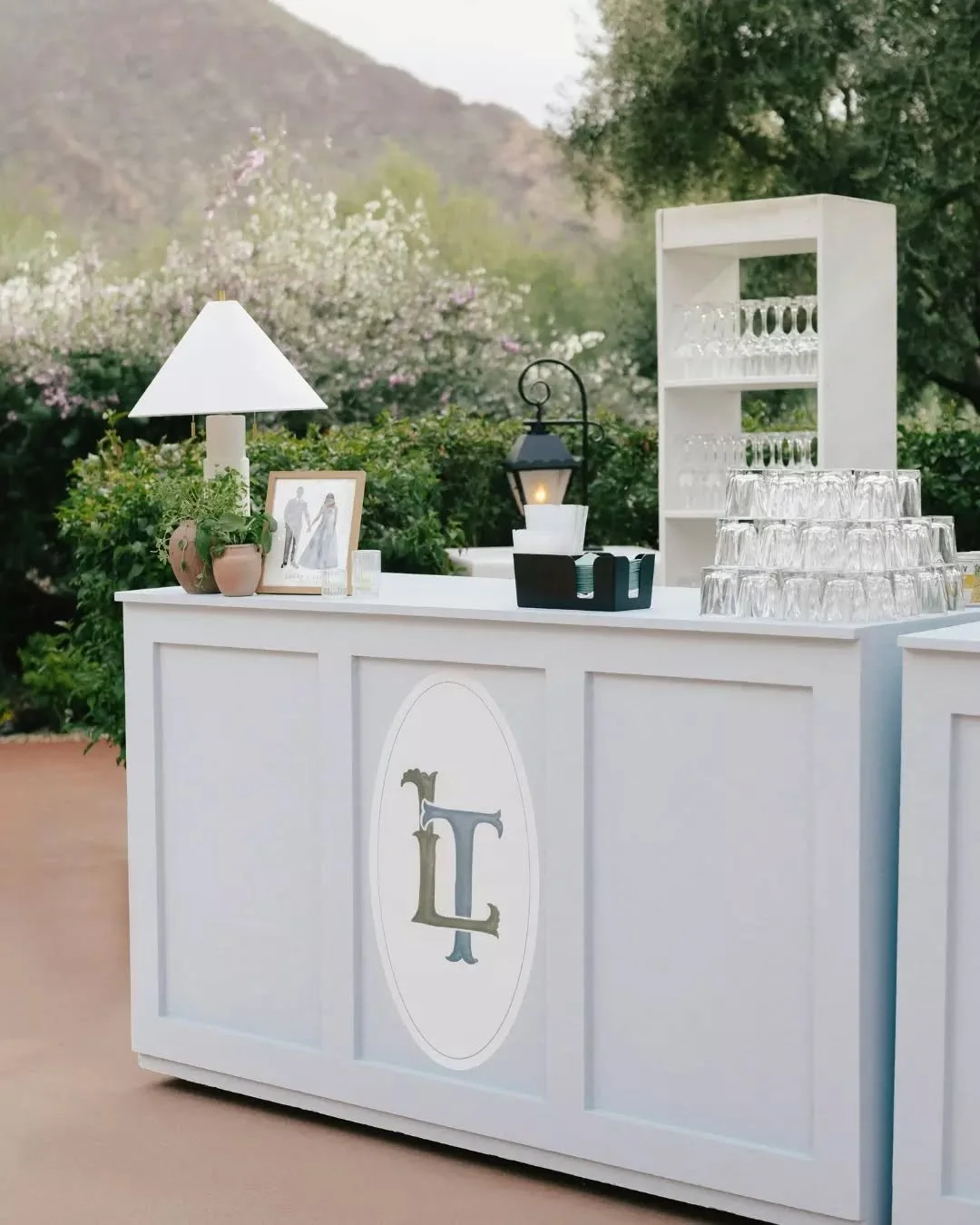 Custom hues, modern silhouettes, and a very stylish group of guests. We&rsquo;re still obsessed with the personalized details that defined Laura + Tyler&rsquo;s cocktail hour at @elchorroweddings. ✨
.
.
.
Venue: @elchorroweddings 
Planner: @revelwedd