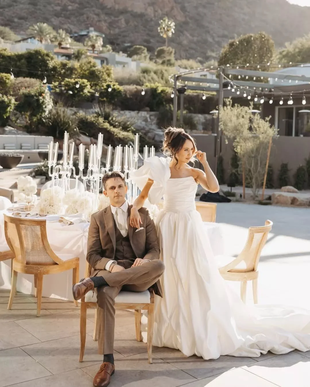 Desert luxe at @sanctuaryaz_ with our Mae Cane-back Dining Chairs and that gorgeous golden hour glow 🕯️
.
.
.
Planner: @riding.tandem.weddings 
Photographer: @katnielsenphotography 
Venue: @sanctuaryaz_
Florals: @brisfloralco 
Furniture Rentals: @pr