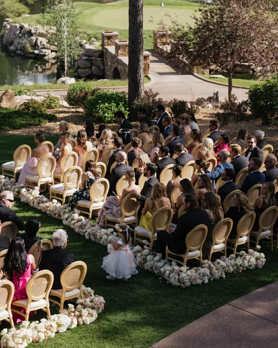 Pine Canyon doing what Pine Canyon does - and our Sofia Chairs right there for all of it. 🤍

Mia and Kelly's ceremony had the kind of backdrop that makes everything else look intentional by default. Blush and white florals lining the aisle, towering