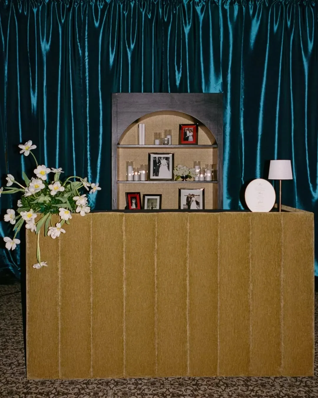 The afterparty energy was already set before a single drink was poured ✨ 

The Marlowe Bar in Marigold velvet doing exactly what it was made for: making a room stop and take notice.
.
.
.
Planning &amp; Design: @mandymarieevents @skyler_mandymarieeve