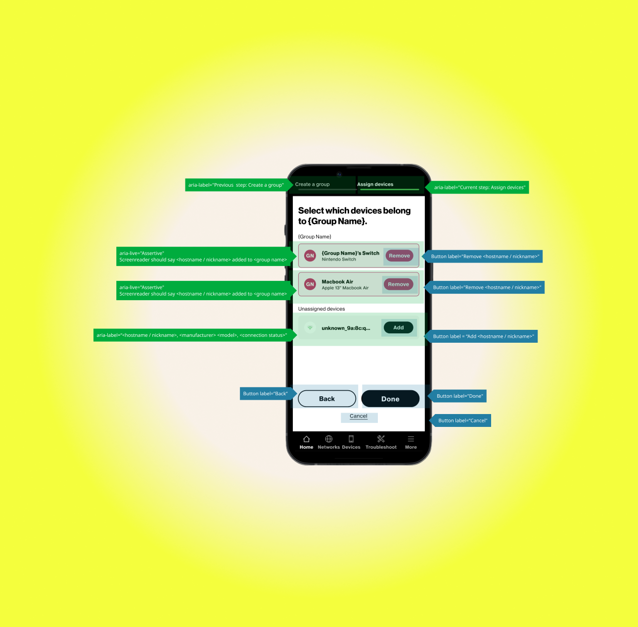Image of accessibility annotations from the App Accessibility project