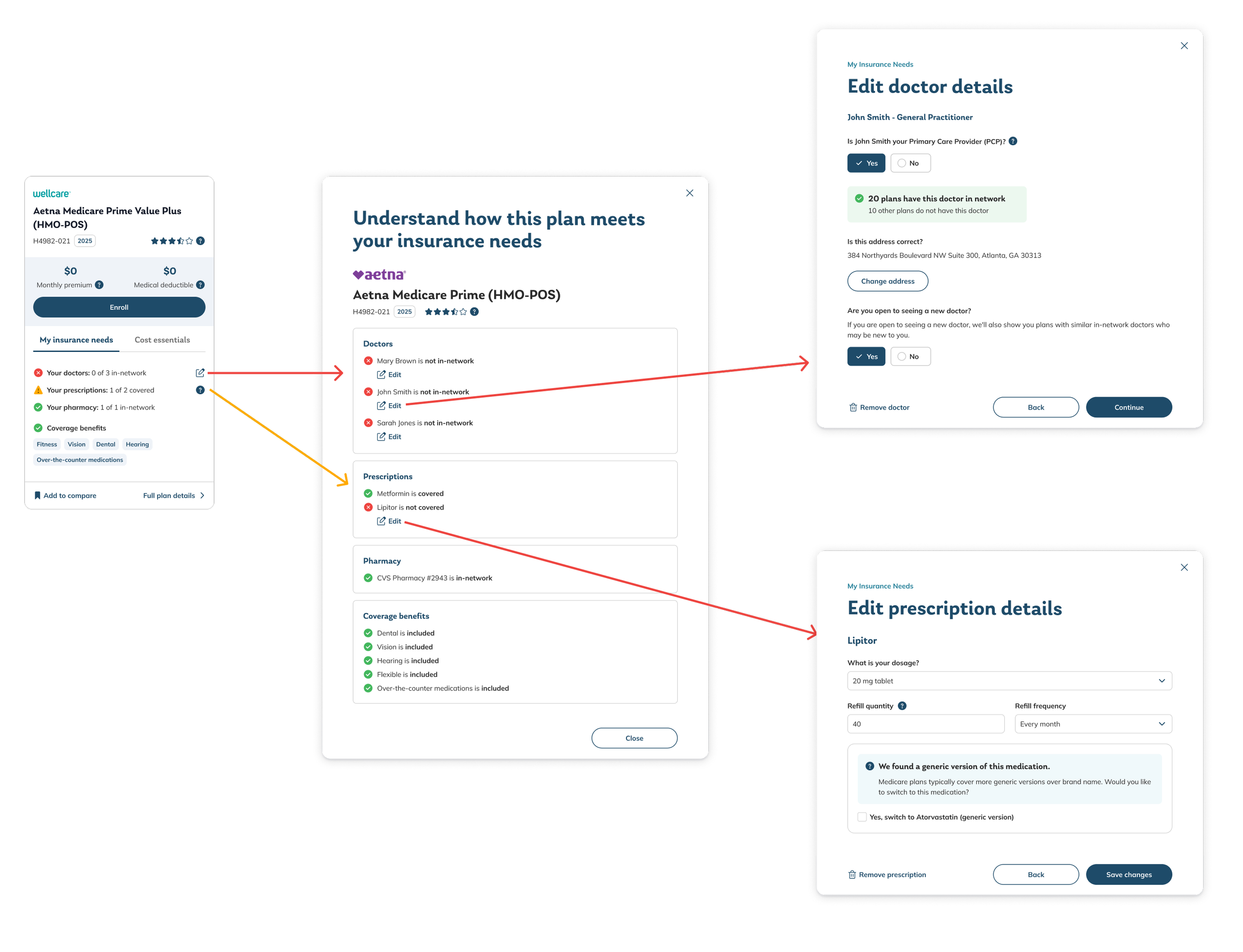 Image showing the process of how a customer can edit a need with an error