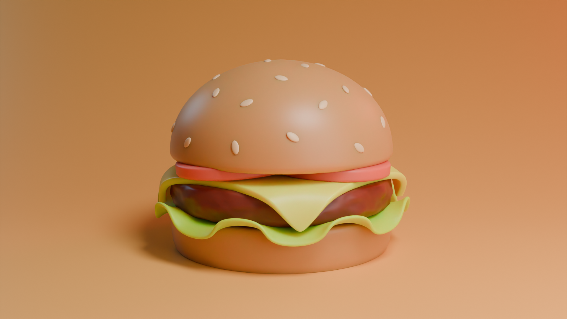 Image of a 3D rendered hamburger