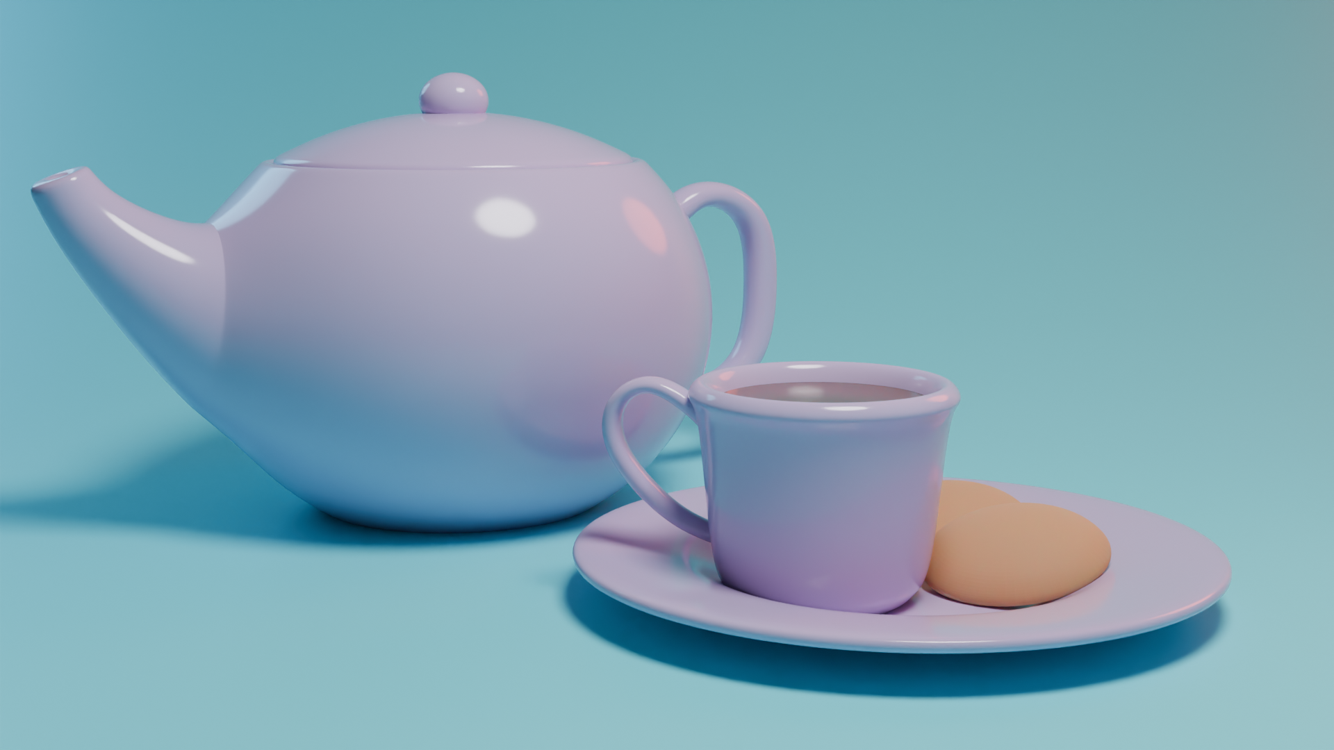 Image of a 3D rendered tea party set