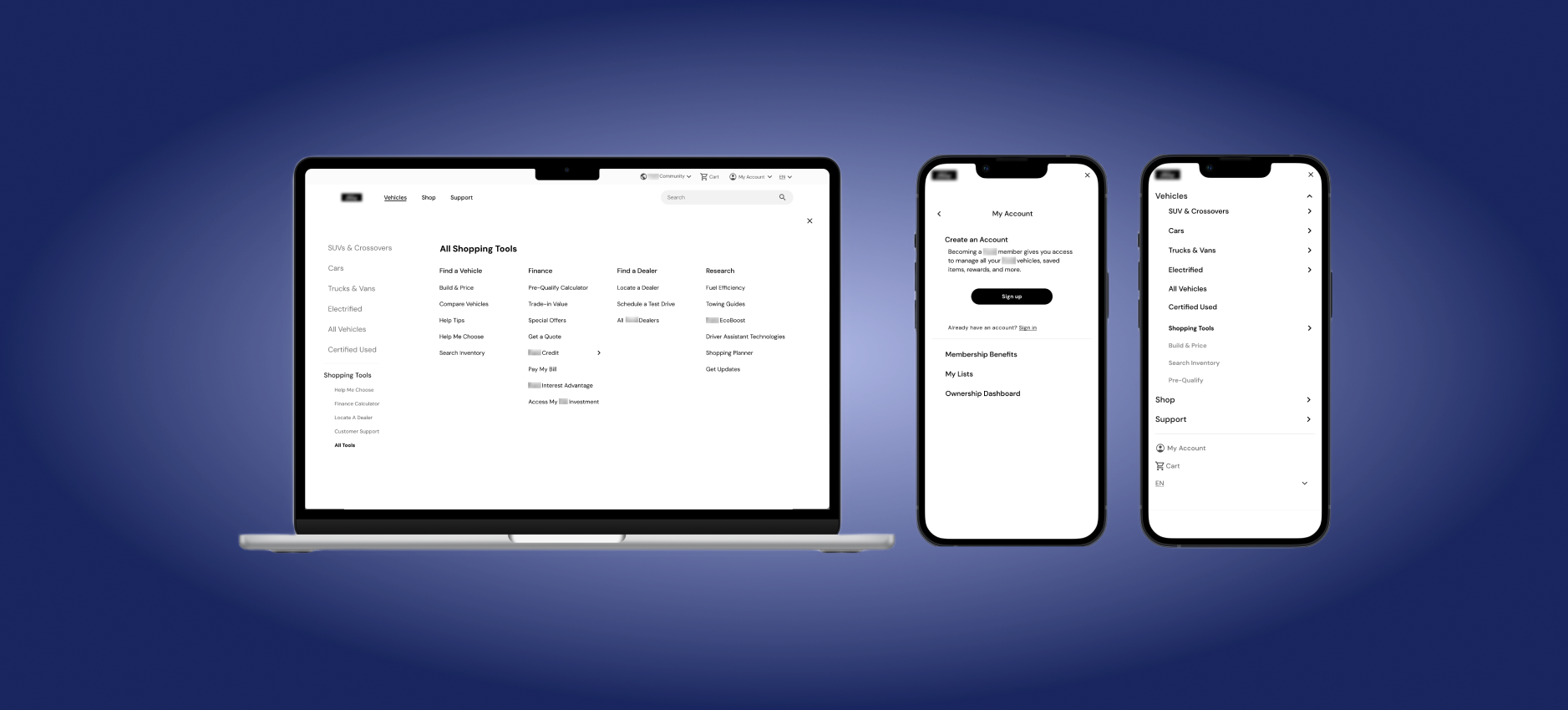Banner image of screens produced during the Automotive Navigation project.