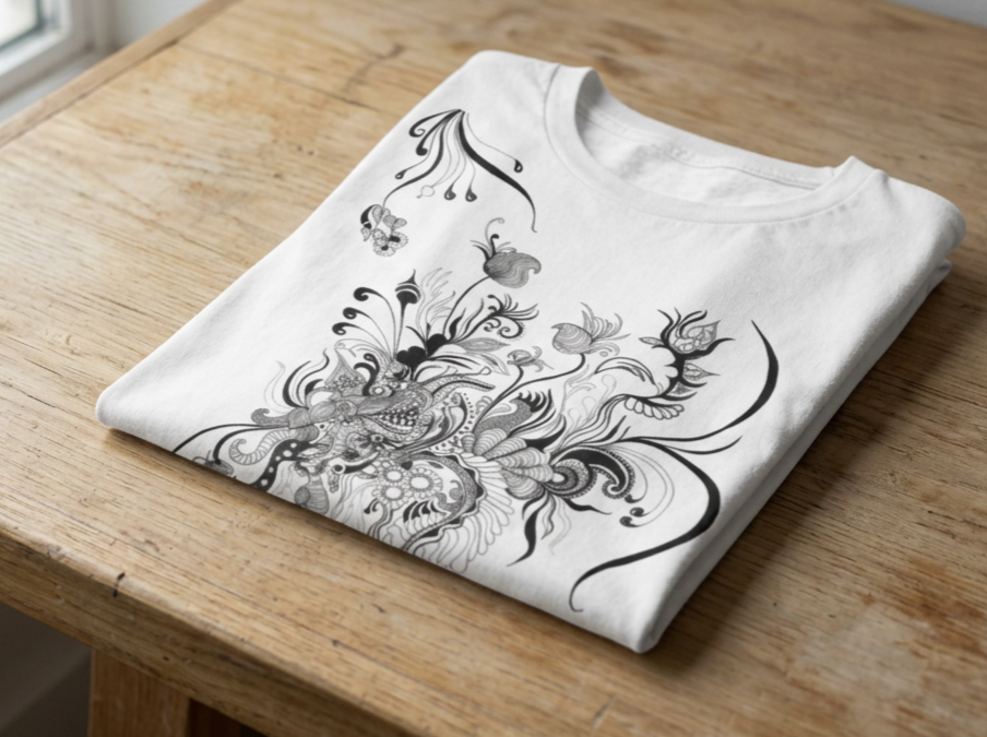 Unisex t-shirt Abstract flowers Black