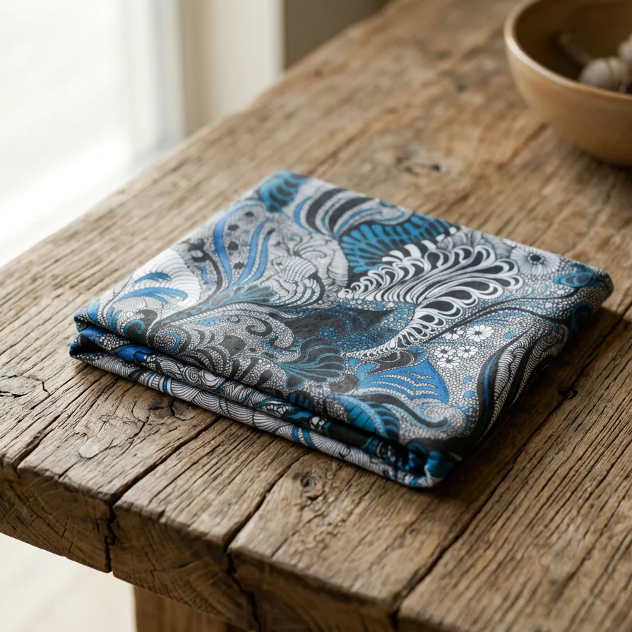 Neck Snood  Blue & Black abstract design