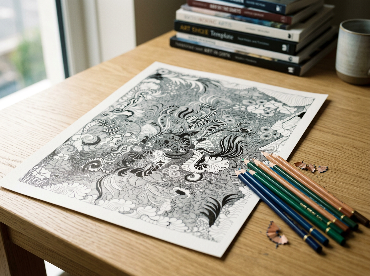Immersive Colouring Poster, doodle art A2 size.
