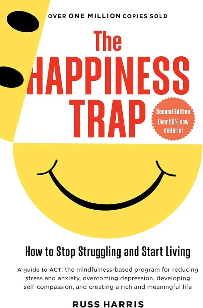 book cover for the happiness trap by russ harris