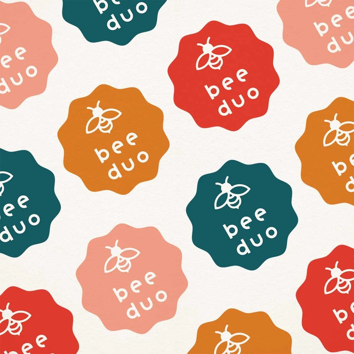Logo design for Beeduo, a tutoring service for kids, featuring a geometric sans serif font, a modern bee icon, and a playful badge-shaped layout.