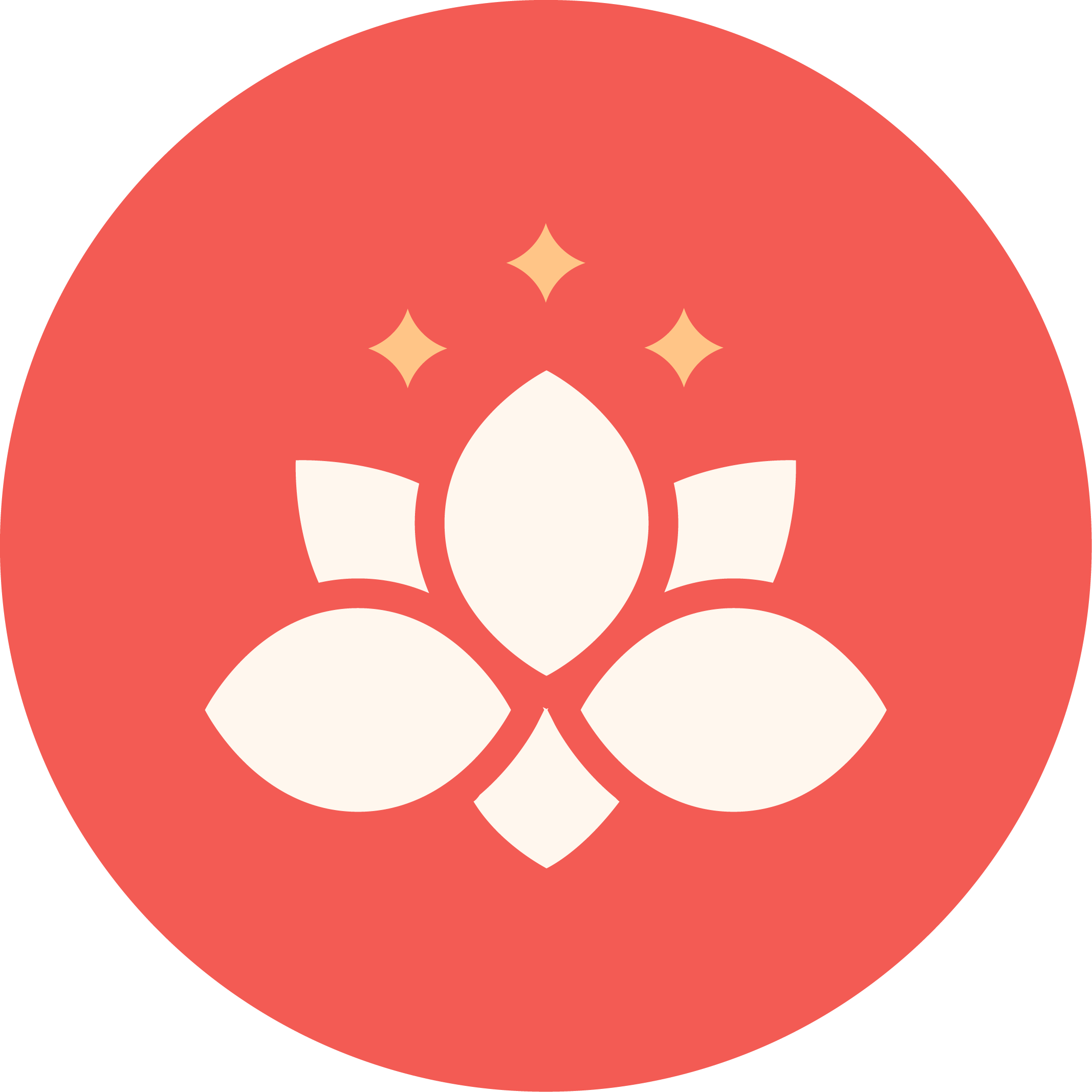 Minimalist line drawing of a lotus flower with a pink circle behind it.