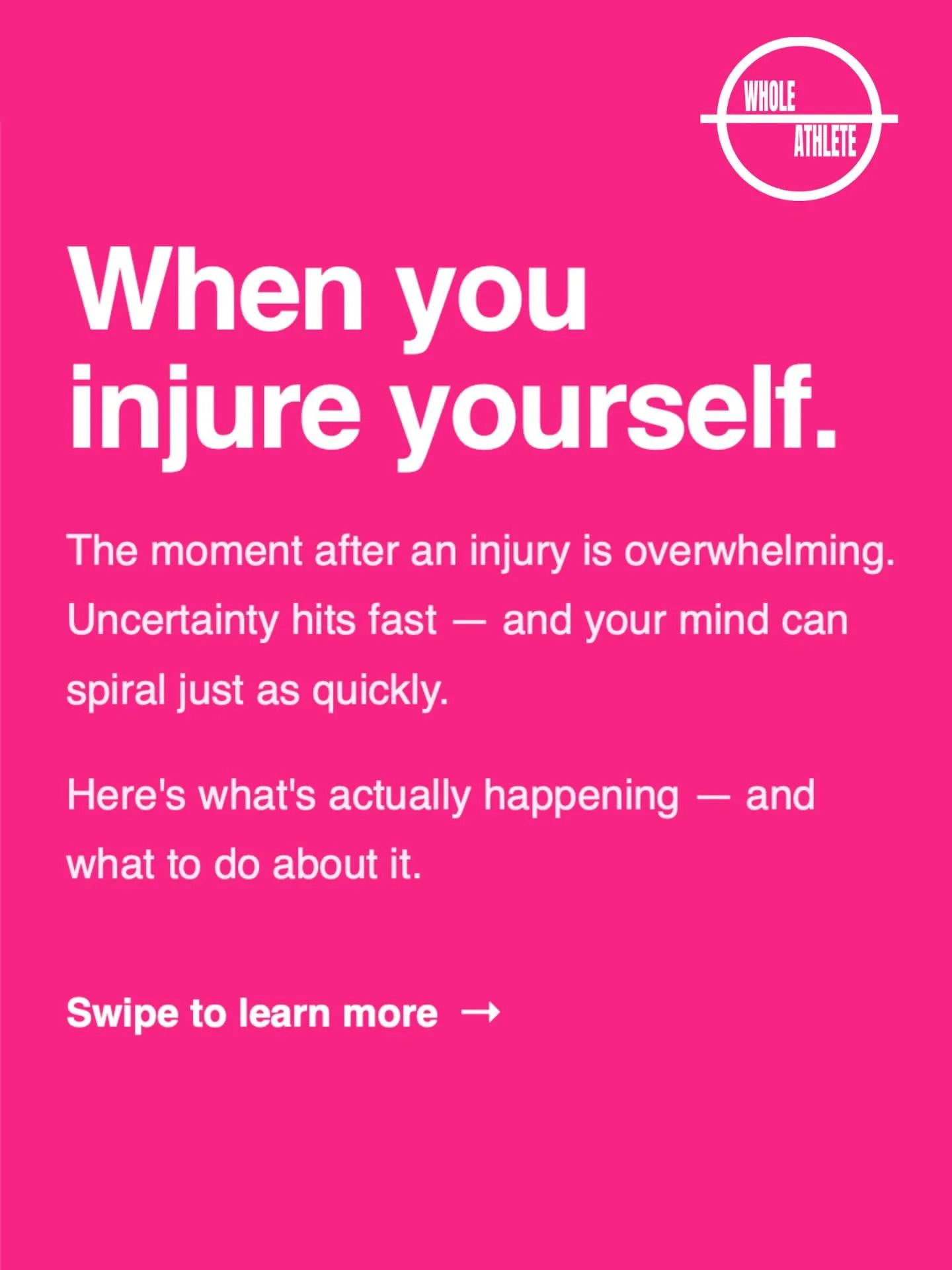 Getting injured is one of the most disorienting experiences an athlete can have. The uncertainty hits fast, the what-ifs pile up, and suddenly you have way too much time to sit and think.

But there are ways to ground yourself in those early moments 