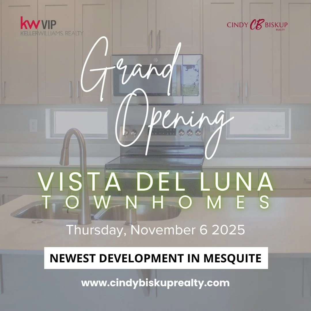 The Vista Del Luna Townhomes Grand Opening is almost here, and you're invited to celebrate the start of a fantastic newest development in Mesquite!

Join us to Explore, Connect, and Celebrate on:
🗓️ Date: Thursday, November 6, 2025
⏰ Time: 2:00 PM &
