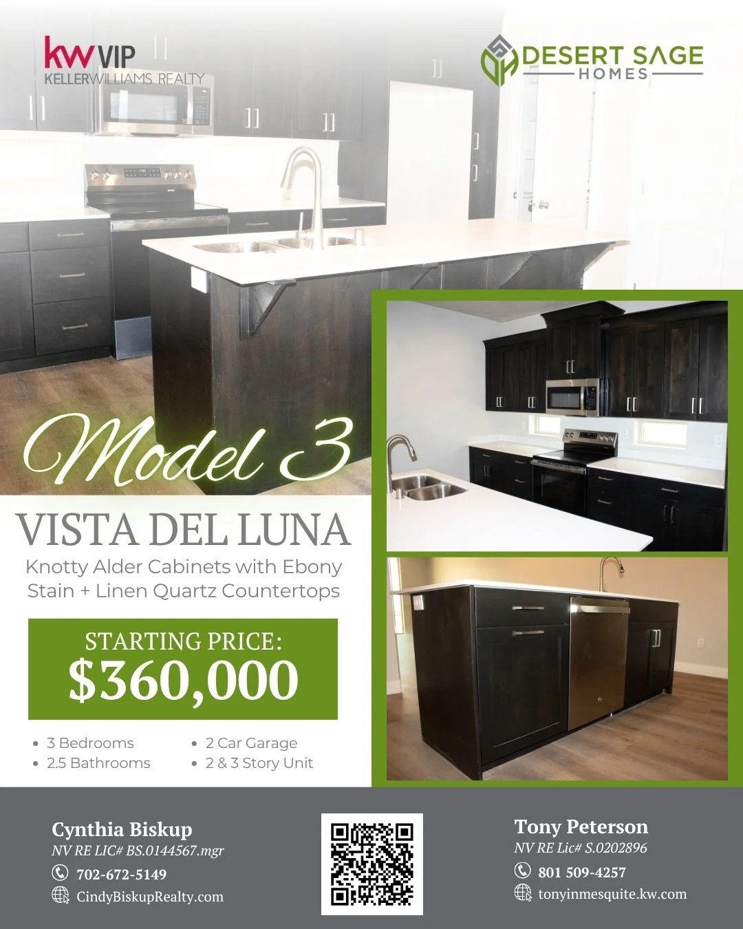 Bold, sleek, and sophisticated.
Experience the Vista Del Luna Model 3 Kitchen, featuring Knotty Alder cabinets with an Ebony stain and elegant Linen Quartz countertops a perfect blend of depth, contrast, and contemporary design.

Ideal for those who 