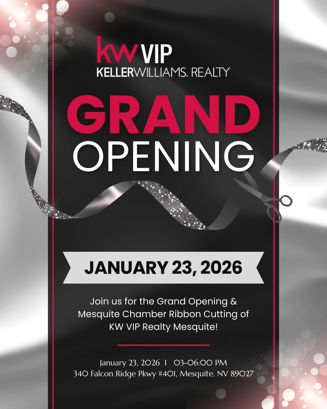 I&rsquo;m proud to share an important milestone for KW VIP Realty Mesquite.

On January 23, 2026, we officially mark our Grand Opening and Mesquite Chamber Ribbon Cutting. This moment represents the continued growth of our presence in Mesquite and my