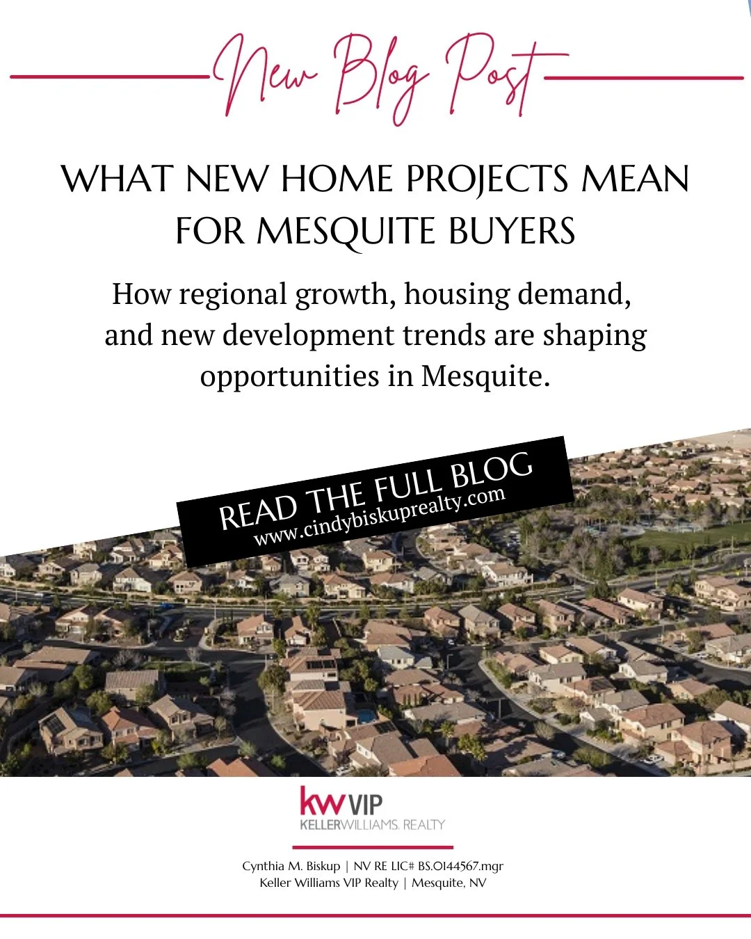 Southern Nevada is seeing new home development across the region, and that growth directly impacts Mesquite buyers and investors.

Want to know what it means for home values, demand, and opportunities in 2026?

📖 Read the full blog here: www.cindybi