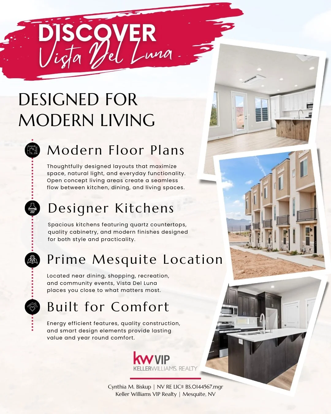 Vista Del Luna is thoughtfully designed for modern living in the heart of Mesquite. From open concept floor plans to designer kitchens with quartz countertops and quality cabinetry, every detail is built for comfort, functionality, and long term valu