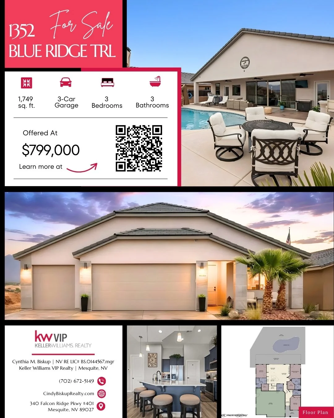 Now offered at $799,000, 1352 Blue Ridge Trl is where modern design meets desert luxury. Featuring 3 bedrooms, 3 bathrooms, a 3-car garage, and 1,749 sq ft of beautifully finished space, this home checks every box.

From the inviting curb appeal to t