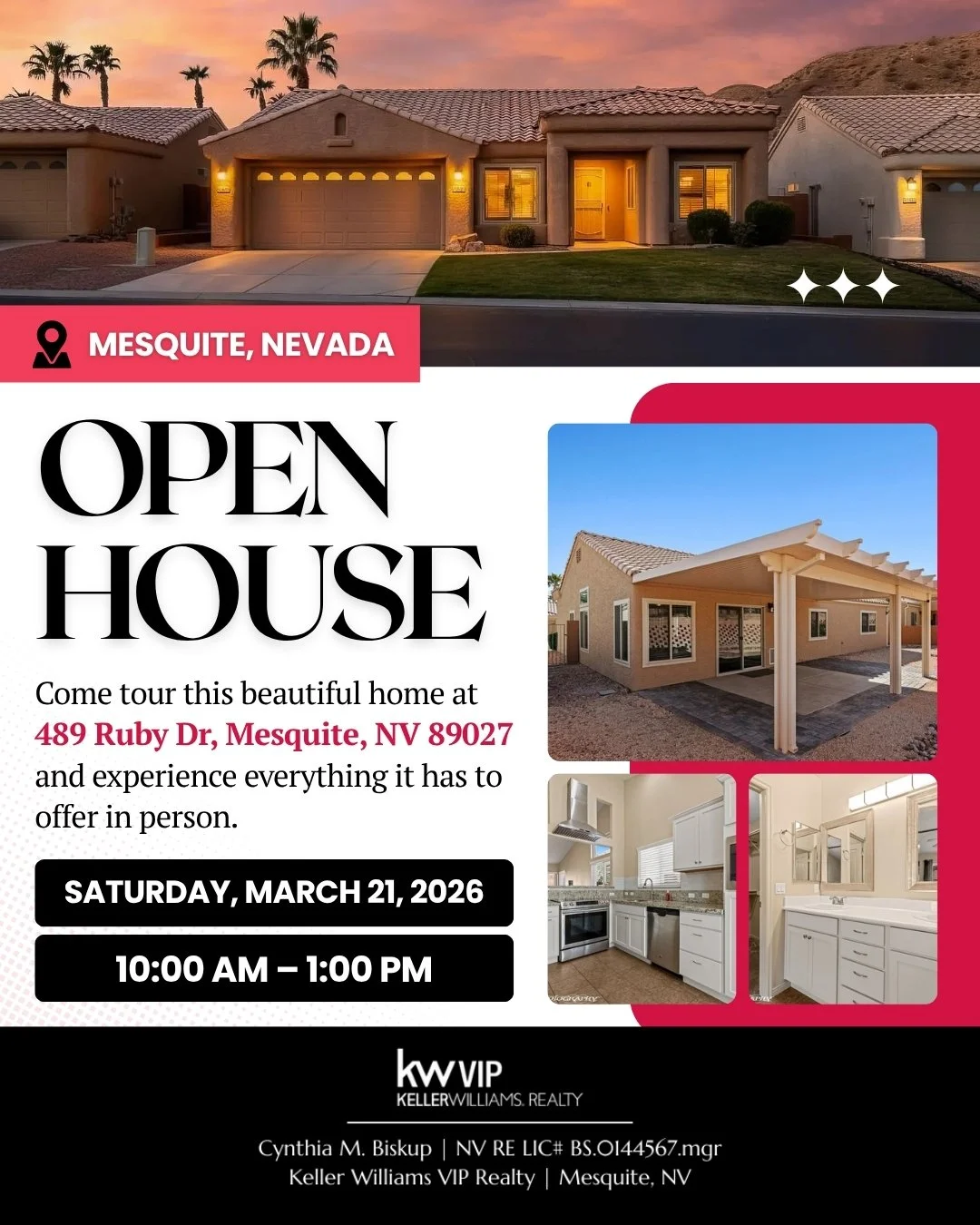 🏡 Open House in Mesquite &ndash; Join Us!

Come tour this beautiful home at 489 Ruby Dr, Mesquite, NV 89027 and experience everything it has to offer in person.

Whether you&rsquo;re actively searching or just starting to explore your options, this 