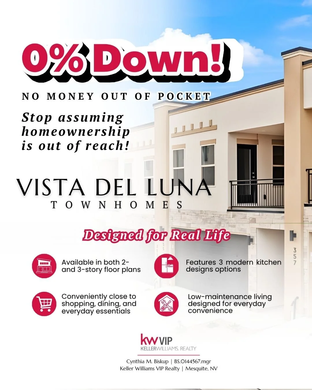 Thinking about buying a home but worried about the upfront costs?

You might be surprised to learn that qualified buyers may have opportunities to purchase with little or no money down through USDA financing.

Vista Del Luna Townhomes offer modern li