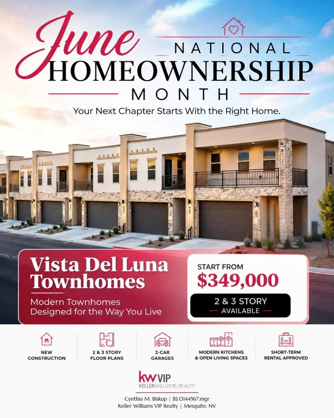 June is National Homeownership Month, a time to celebrate the dream of having a place to call your own. 

If owning a home is one of your goals, Vista Del Luna offers an exciting opportunity to take that next step. These modern townhomes feature thou